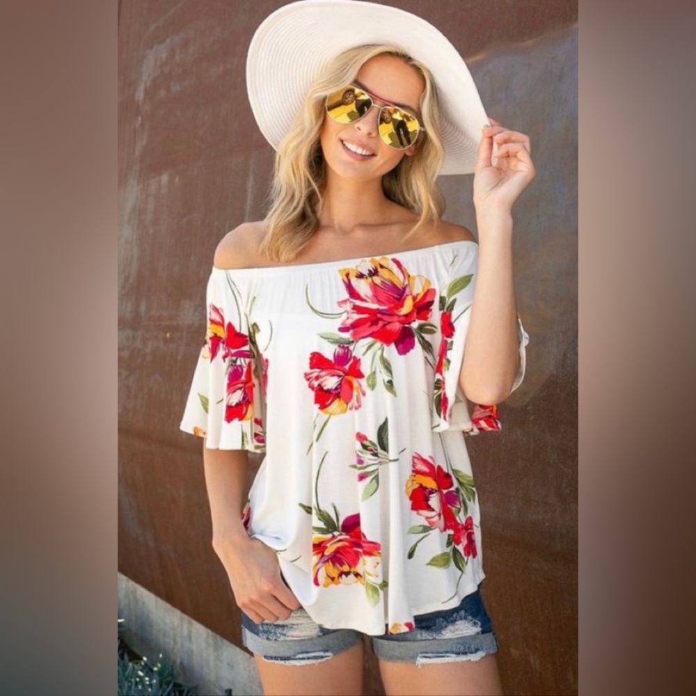 Floral Off the Shoulder Top - 3X
